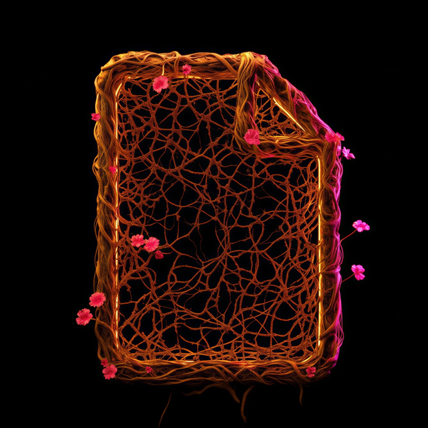 A document woven from glowing threads and blossoms